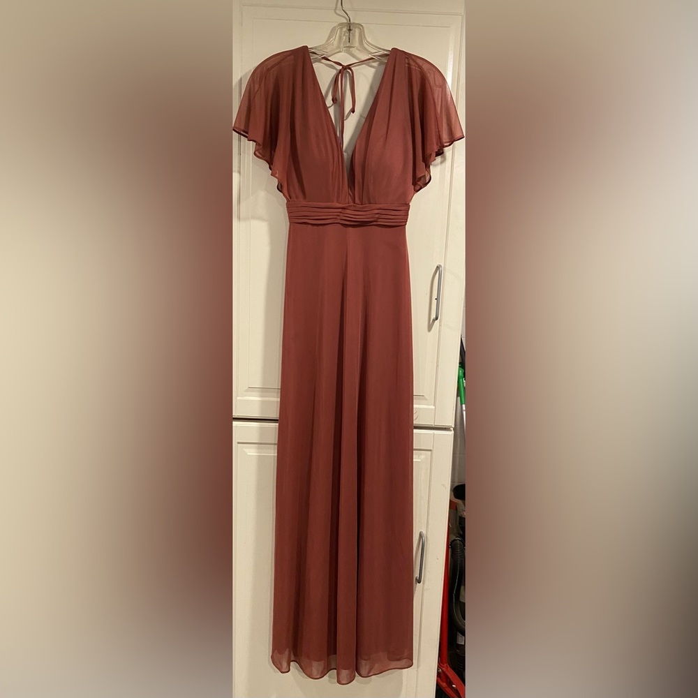 Azazie Dusty Rose Maxi Dress size A0